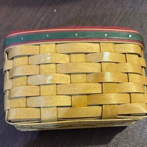 Woven Basket with Red and Green Trim